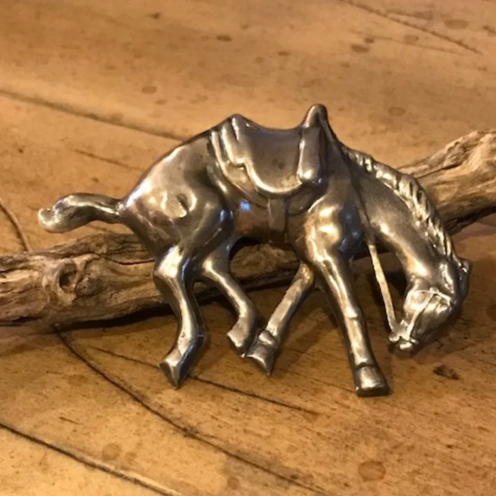 Vintage STERLING SILVER Bucking Horse Pin/Broach Western/Cowgirl